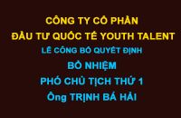 Lễ công bố quyết định Bổ Nhiệm PHÓ CHỦ TỊCH THỨ 1 - Ông TRỊNH BÁ HẢI