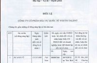 Điều lệ CÔNG TY CỔ PHẦN ĐẦU TƯ QUỐC TẾ YOUTH TALENT